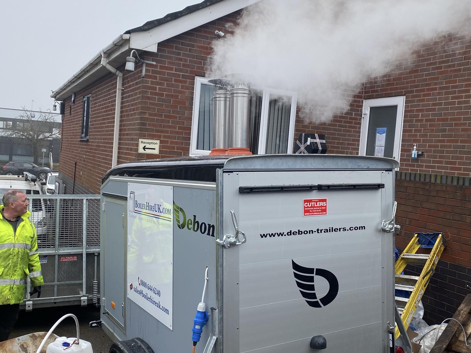 A 200kW twin oil fired temporary boiler test fired and ready for delivery