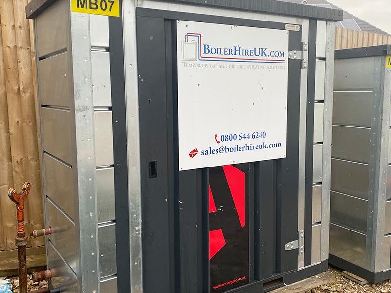 A 90kW temporary boiler sited alongside a building