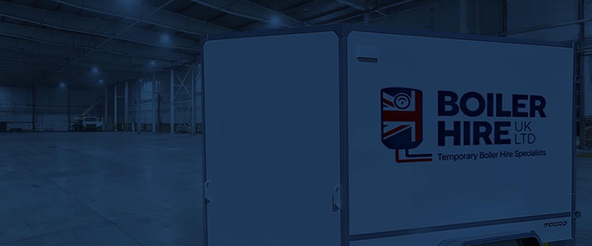 A branded Boiler Hire UK temporary boiler trailer